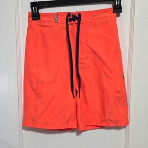Salt Life. Boys swim shorts orange with blue tie. Size S.